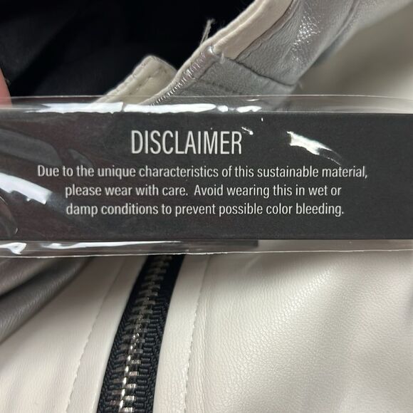 Steve Madden Helayna Faux Leather Silver/cream/black Moto jacket size small - Picture 7 of 12